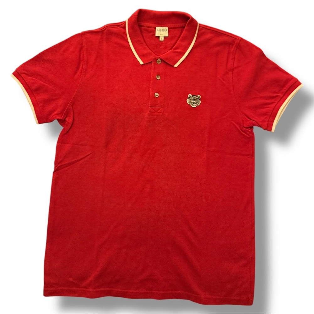 Kenzo Polo shirt size L; Red with white details in collar and sleeves